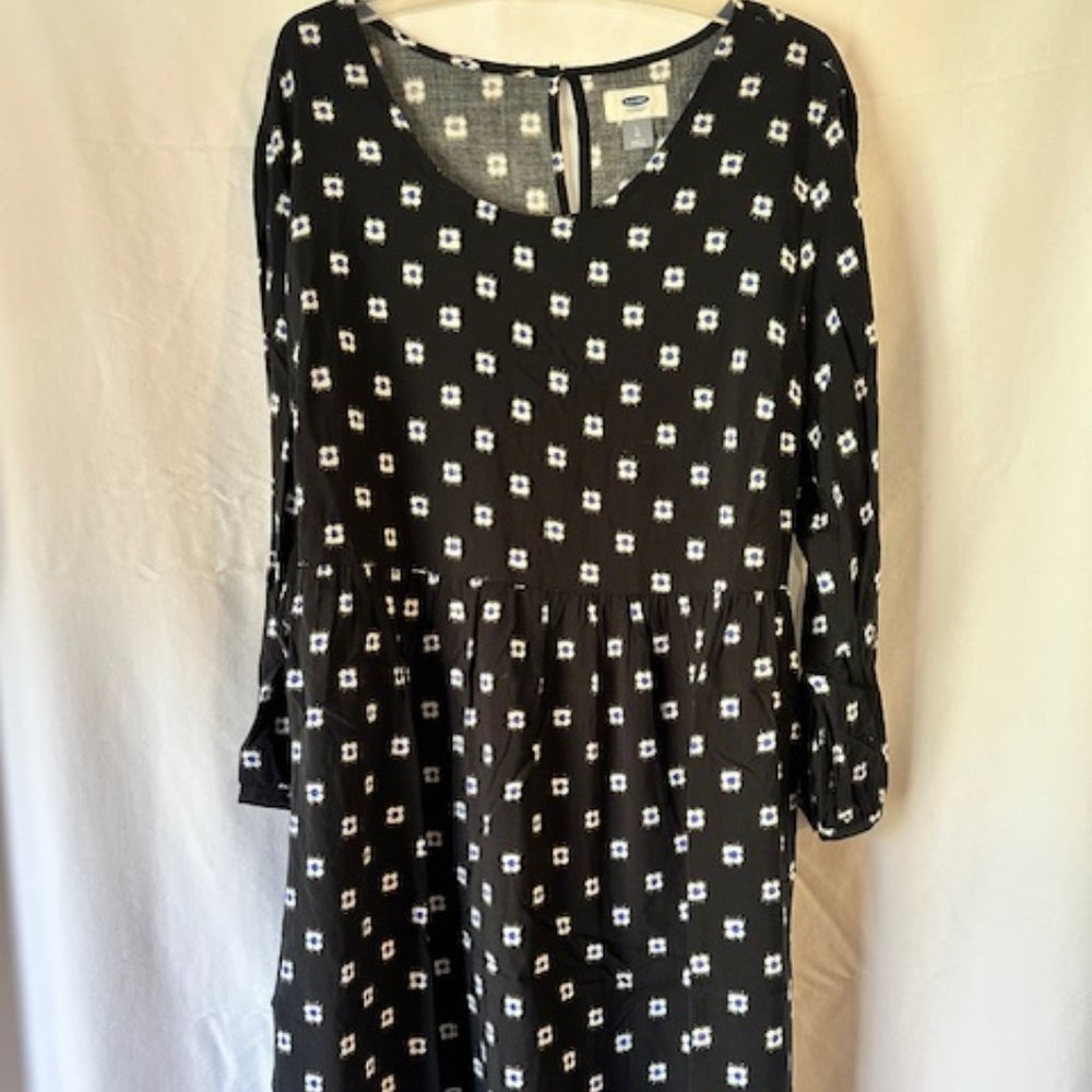 Old Nav Dress, black print, size L